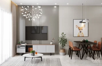 Phòng khách bếp chung cư tại Hà Nội Thi công nội thất chung cư theo phong cách hiện đại tại Hà Nội