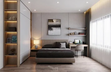 Phòng ngủ căn nhà nằm giữa lòng Hà Nội Thiết kế nội thất đẹp sang trọng của căn nhà nằm giữa lòng phố phường Hà Nội