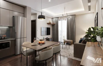 Phòng bếp chung cư Luxury Park Views Thi công nội thất chung cư phong cách hiện đại tại Luxury Park Views, Hà Nội