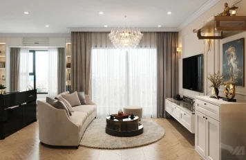 Phòng khách bếp chung cư Vinhomes Smart City Thi công nội thất chung cư Vinhomes Smart City tại Hà Nội