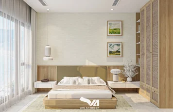 Phòng ngủ phong cách Wabi Sabi chung cư The Sang Thiết kế nội thất đẹp