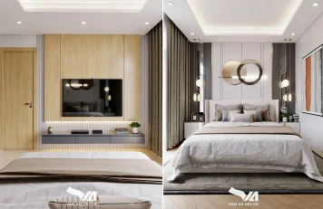 Phòng ngủ nhà phố Hòa Bình Thiết kế nội thất đẹp – Nhà phố phong cách hiện đại, sang trọng ở thành phố Hòa Bình