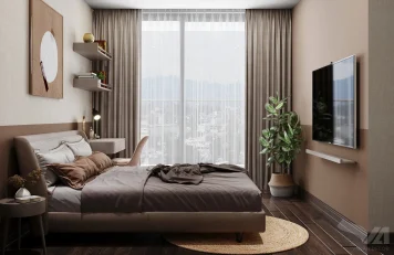 Phòng ngủ chung cư Vinhomes West Point Thi công nội thất chung cư tại Hà Nội