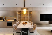 Phòng khách bếp shophouse tại Bình Dương