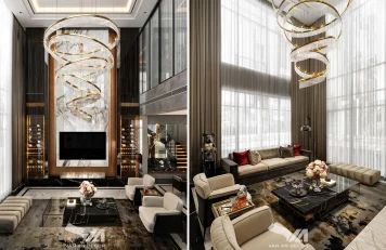 Phòng khách bếp biệt thự B3 Sunflower, Bình Dương