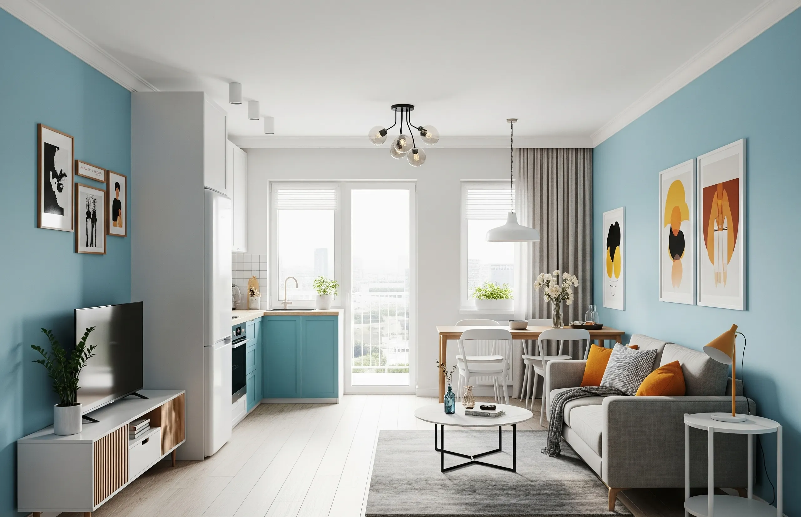 Căn hộ nhỏ 60m² với nội thất tối giản, tông màu sáng và ánh sáng tự nhiên tràn ngập