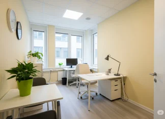 Mẫu nội thất văn phòng nhỏ tối ưu chi phí Không gian văn phòng nhỏ 15m², sắp xếp gọn gàng với tông màu sáng