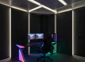 Thiết kế nội thất đẹp cho không gian đa năng – Biến đổi linh hoạt chỉ trong vài phút Bố trí nội thất đẹp cho phòng game với ghế gaming và bàn hiện đại