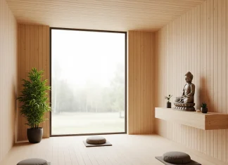 Thiết kế nội thất đẹp cho phòng thiền – Mang sự tĩnh lặng và cân bằng vào cuộc sống Phòng thiền với chất liệu gỗ tự nhiên, ánh sáng dịu nhẹ và cây xanh