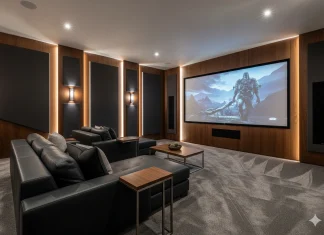 Thiết kế nội thất đẹp cho phòng chiếu phim gia đình – Trải nghiệm rạp phim tại gia Thiết kế nội thất đẹp phòng chiếu phim gia đình hiện đại, sang trọng