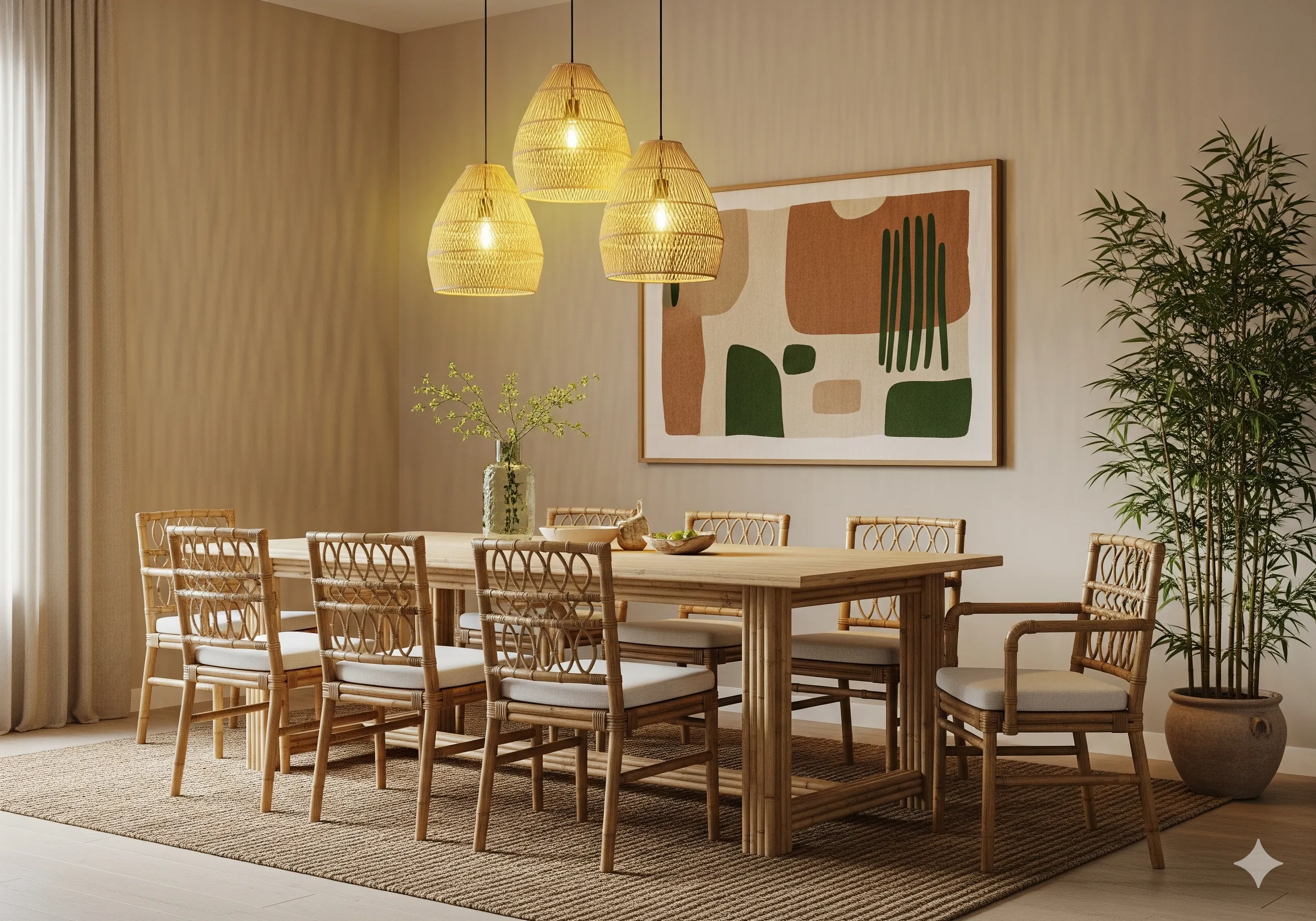 Thiết kế nội thất đẹp từ vật liệu tre và mây