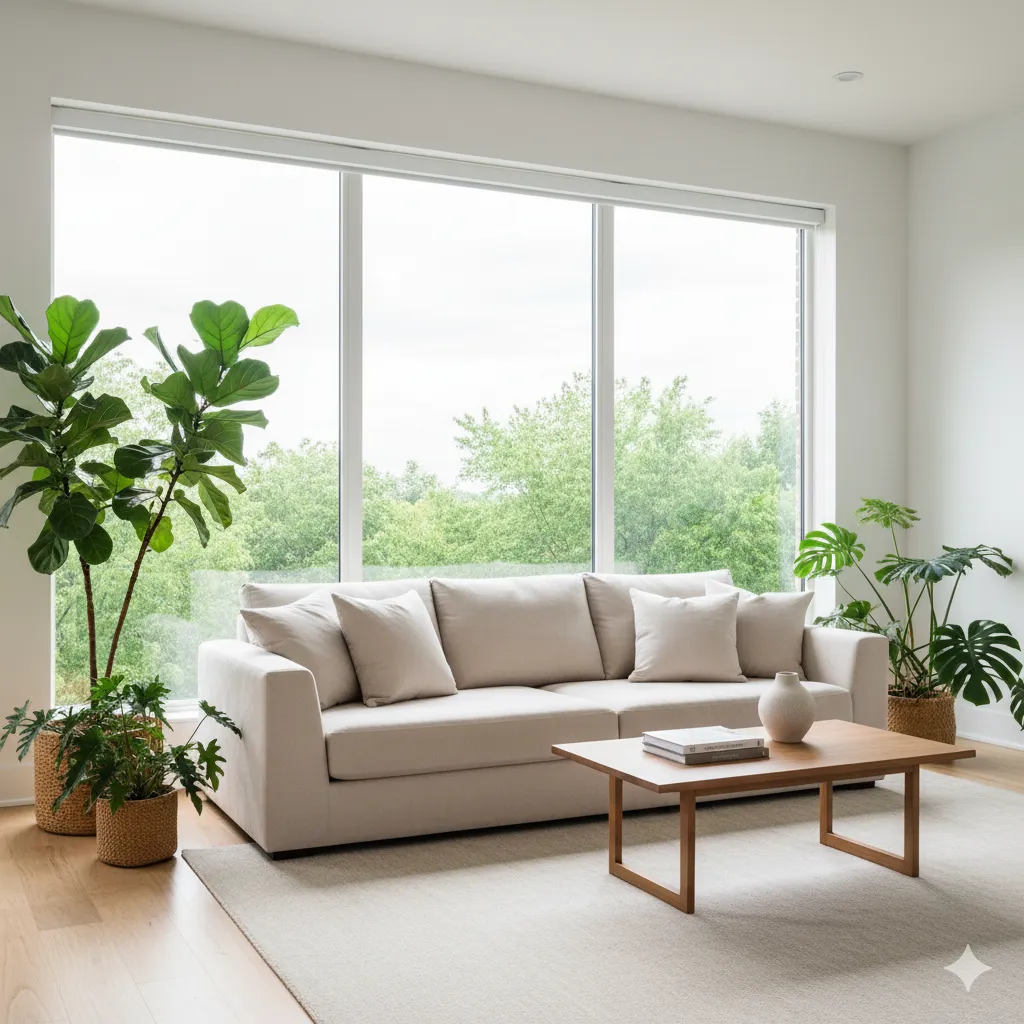 Thiết kế nội thất đẹp phòng khách nhiều ánh sáng tự nhiên