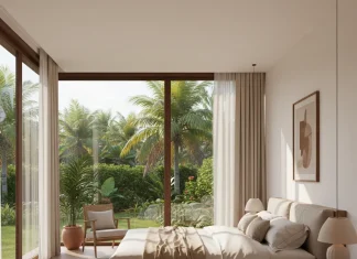 Thiết kế nội thất biệt thự nghỉ dưỡng – Khi không gian sống hòa cùng thiên nhiên Thiết kế phòng ngủ biệt thự nghỉ dưỡng phong cách hiện đại, gần gũi với thiên nhiên.