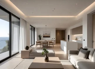 Thiết kế nội thất mùa giao mùa – Giải pháp giữ sự cân bằng nhiệt và ánh sáng Thiết kế nội thất không gian mở cân bằng ánh sáng tự nhiên và đèn LED