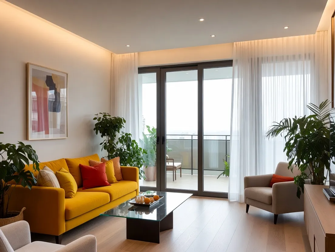 Thiết kế nội thất phòng khách mùa xuân tràn ngập ánh sáng tự nhiên