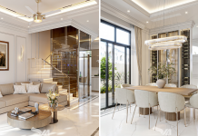 Những cách liên kết màu sắc giữa bếp và phòng khách 4