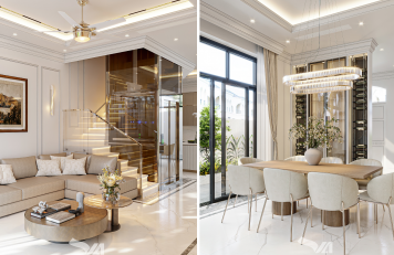 Những cách liên kết màu sắc giữa bếp và phòng khách 4